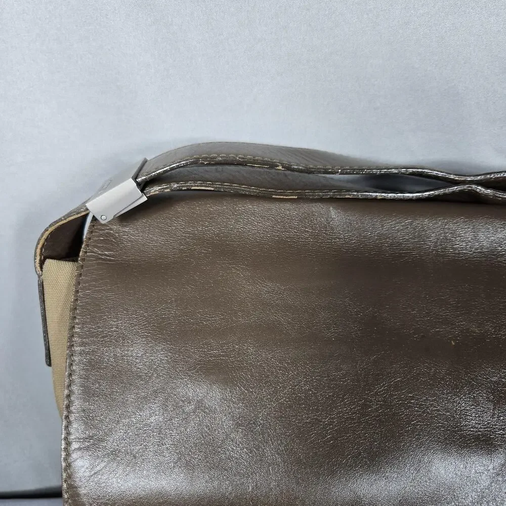 Tumi‎ Alpha 96108DH Brown Leather Canvas Messenger Bag Briefcase Commuter TPass